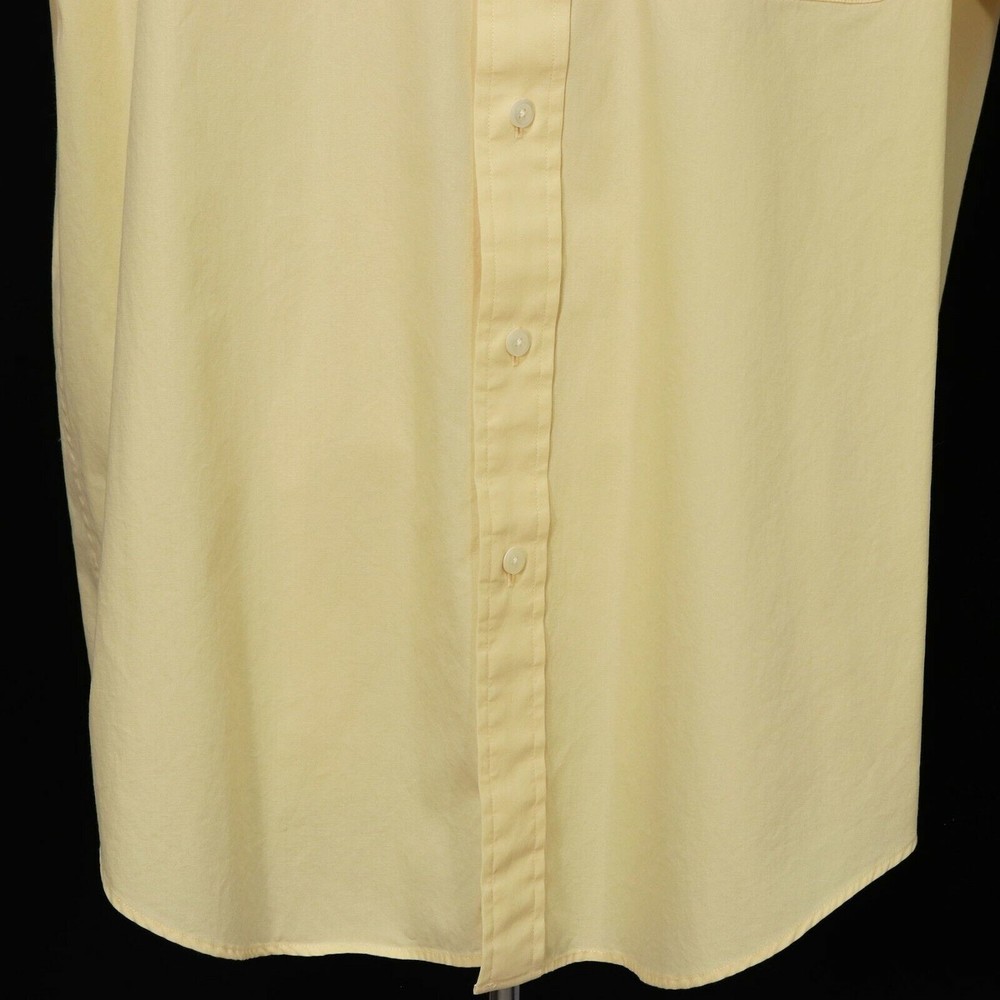 Nautica Mens Button Front Shirt L Large Pastel Yellow 100% Cotton Short Sleeve - Picture 3 of 10